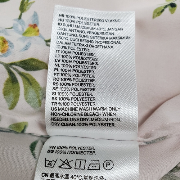 H&M Floral/Bird Print Button Up Top Light Pink 2 - Picture 6 of 11